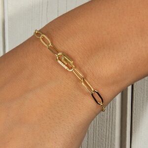 🪷 NWT Pavé Safety Pin Paperclip Bracelet By Adina Eden